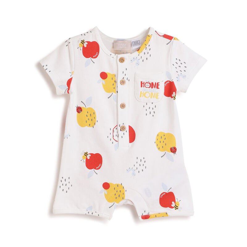 Infants Natural Printed Short Sleeve Rompers image number 0